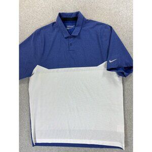 Nike Dri Fit TOUR PERFORMANCE 2 Tone Short Sleeve Polo Shirt (Men's XL) Blue‎